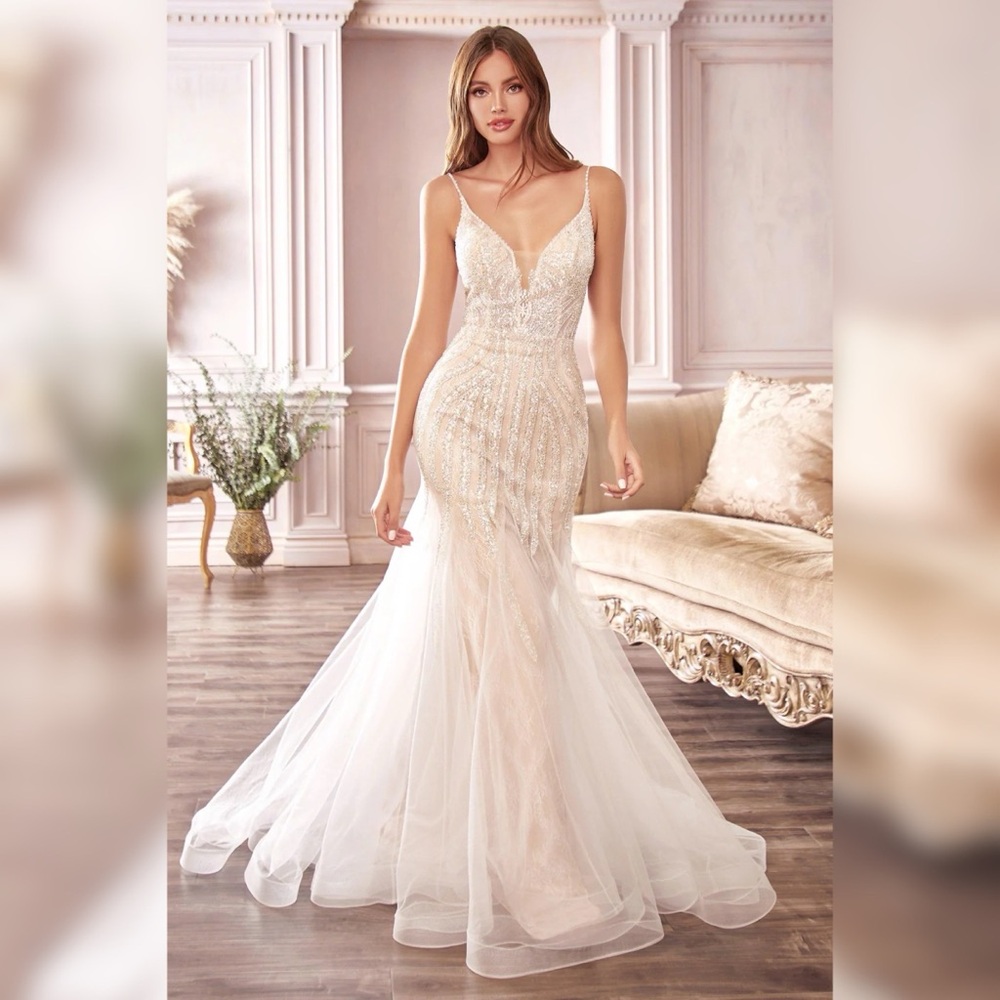 Mermaid White Nude Dress